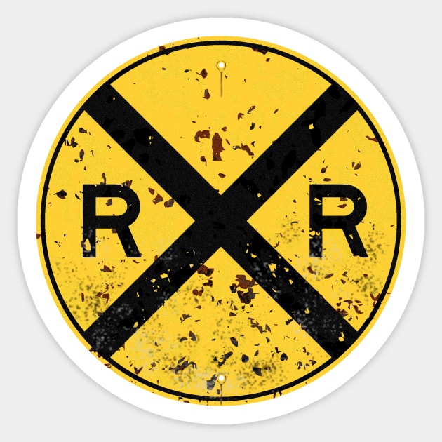 Railroad Xing Sign (weathered) Sticker by GloopTrekker